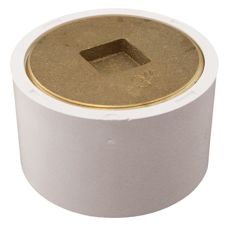 Jones Stephens 3in. x 4in. PVC Fit-Flush Cleanout with 3in. IPS Brass Countersunk Plug C61234